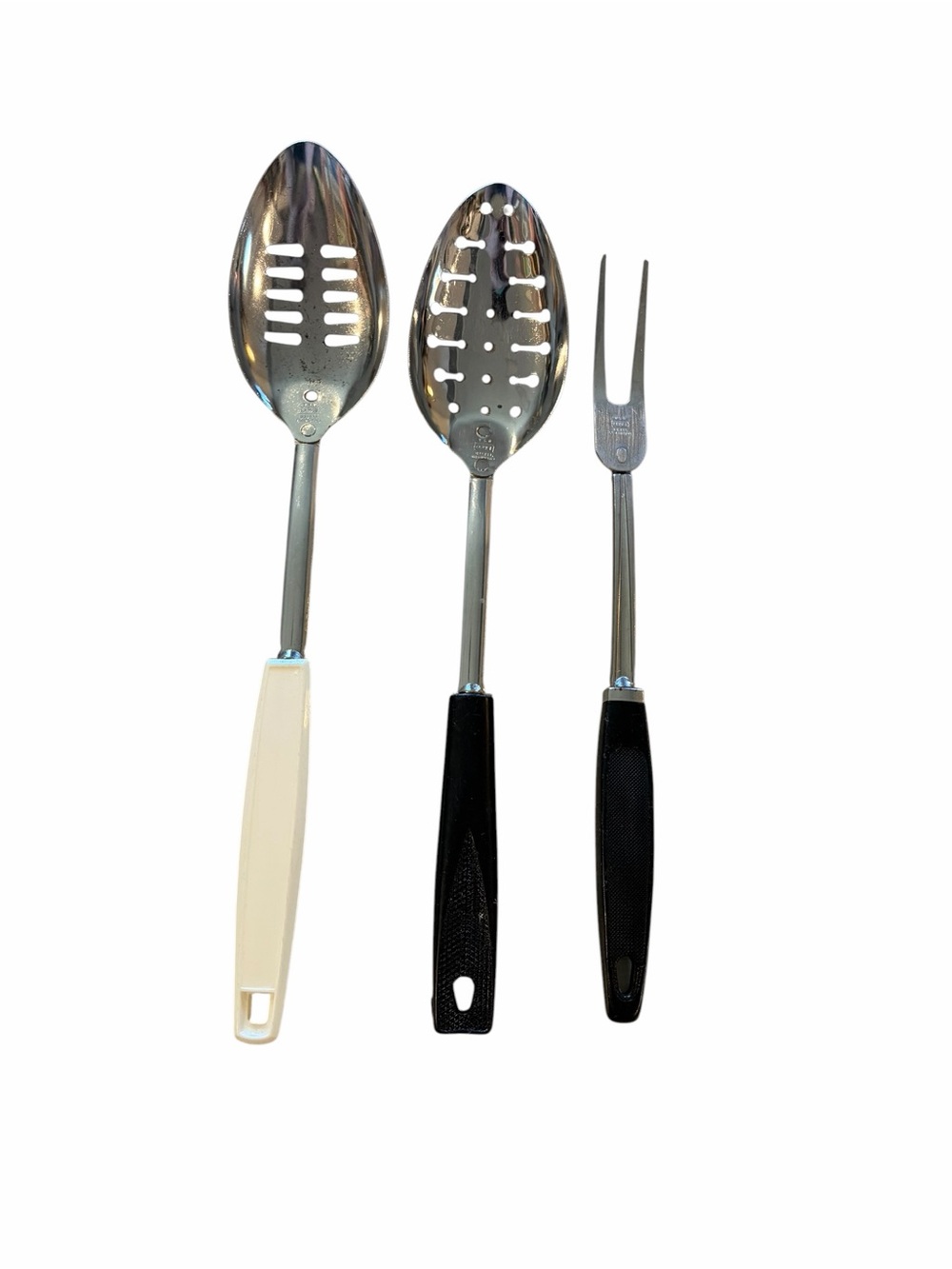 Vintage Ekco Stainless Steel Slotted Serving Spoon Set